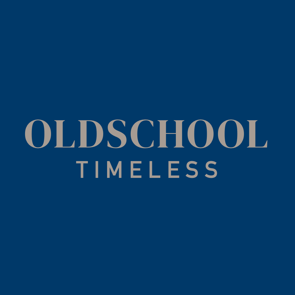 Oldschool Timeless Logo Schriftzug Hell auf dunklem Hintergrund