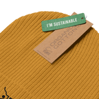 OT Essential Autumn Beanie, Schräge Ansicht Gelber Beanie, mit Eco Tag