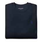 OT Essential Autumn Pullover, Ansicht von oben simpler, gefalteter navy blauer Pullover