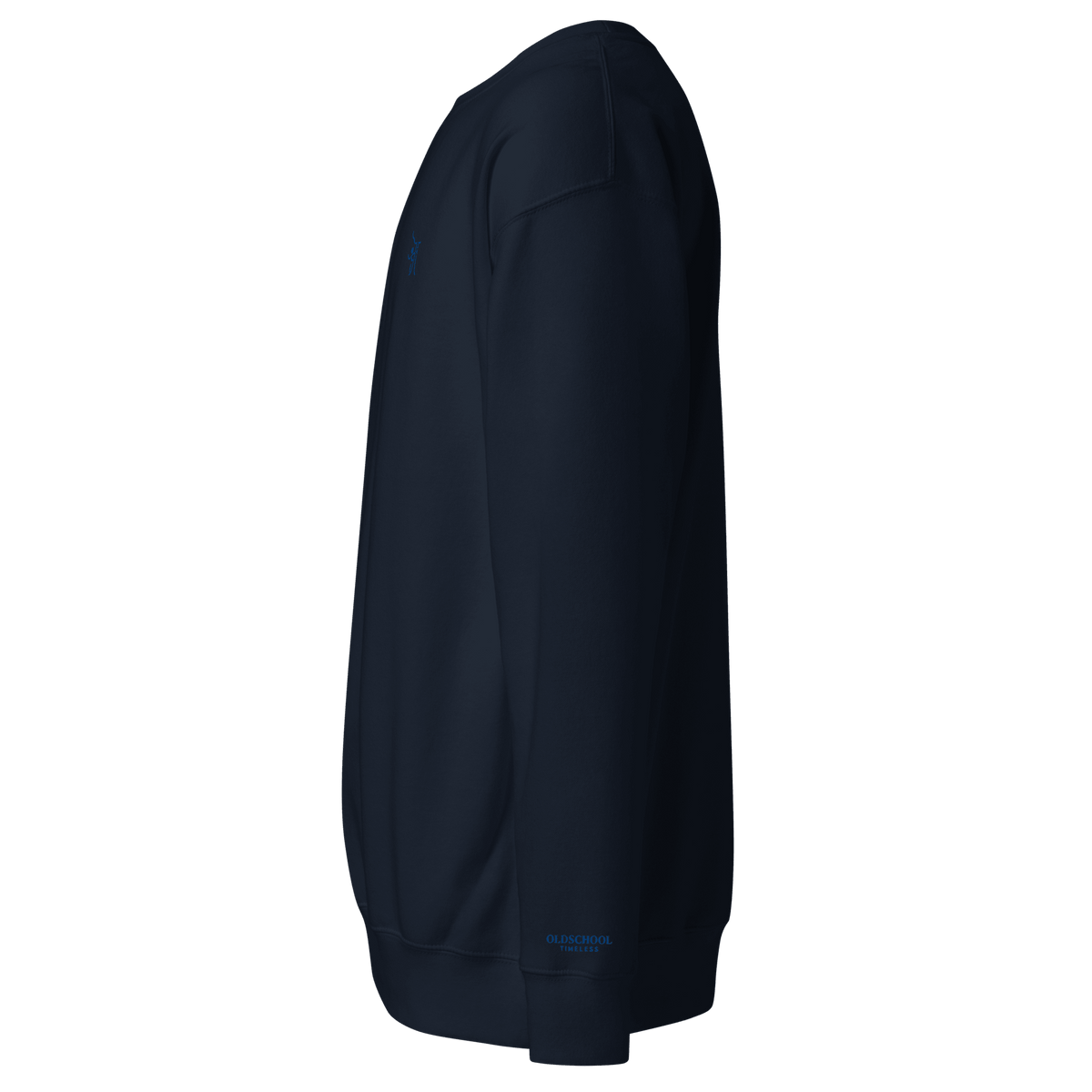 OT Essential Autumn Pullover, Seitenansicht simpler navy blauer Pullover