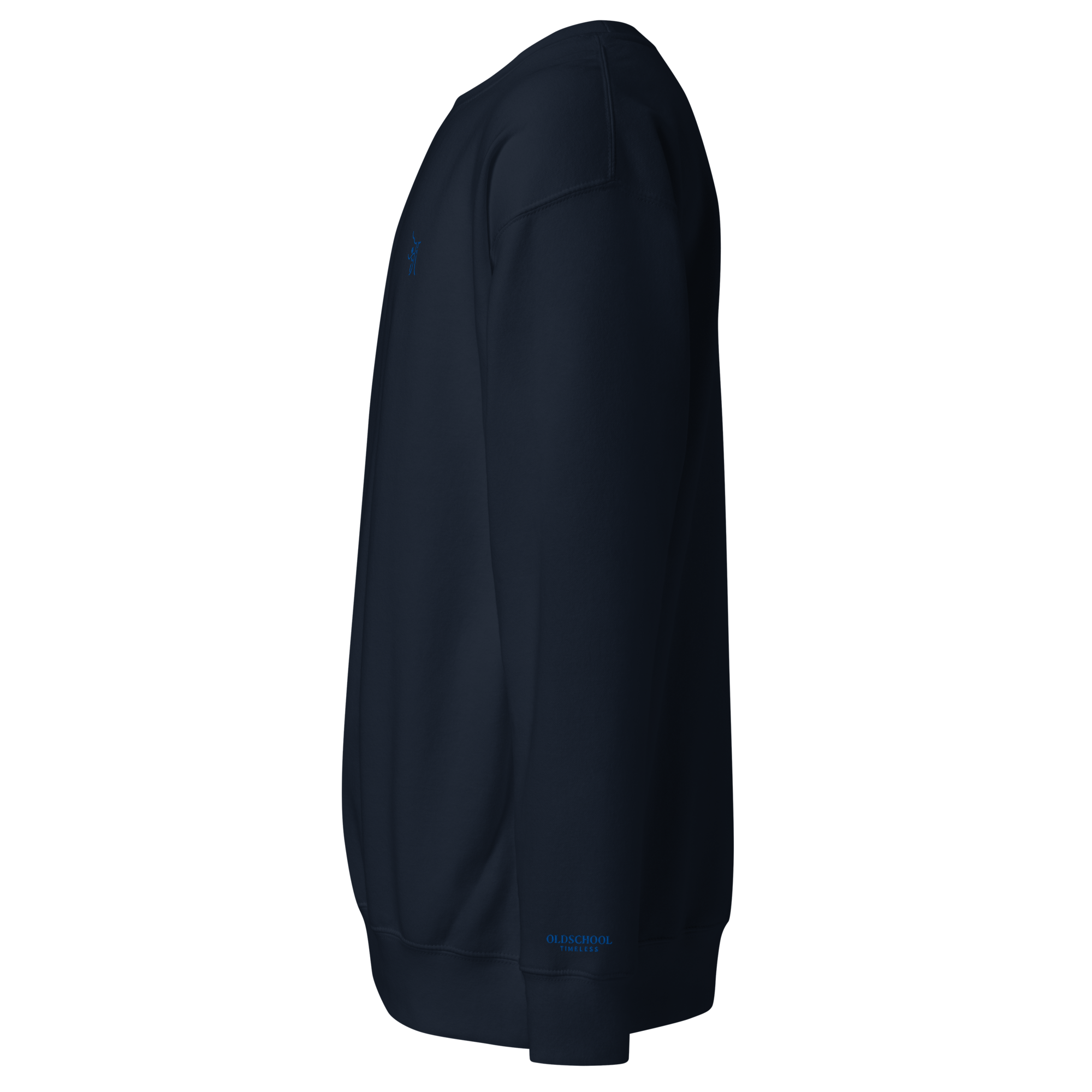 OT Essential Autumn Pullover, Seitenansicht simpler navy blauer Pullover